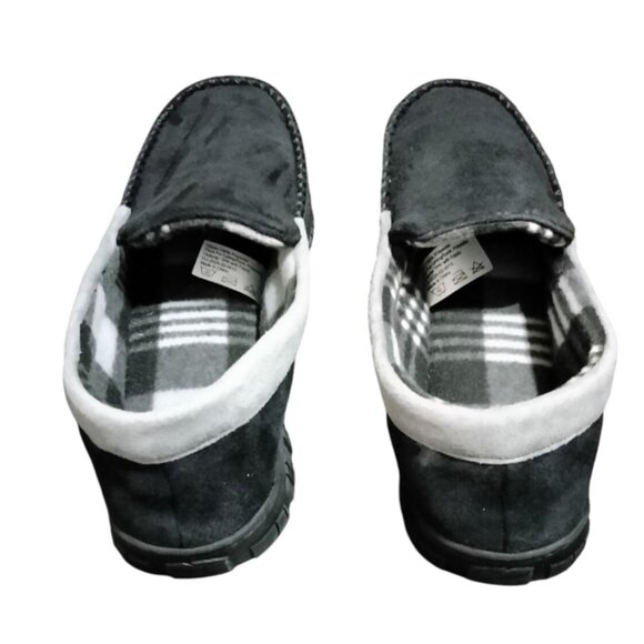Lulex Mens Size 11M Slippers Moccasins Classic Black Microsuede Gel Memory Foam - Picture 8 of 10